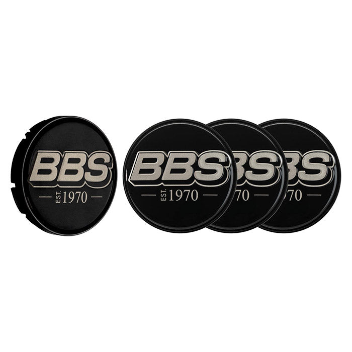 BBS, Sorte Centerkapsler med Logo, 56mm (4-pak)