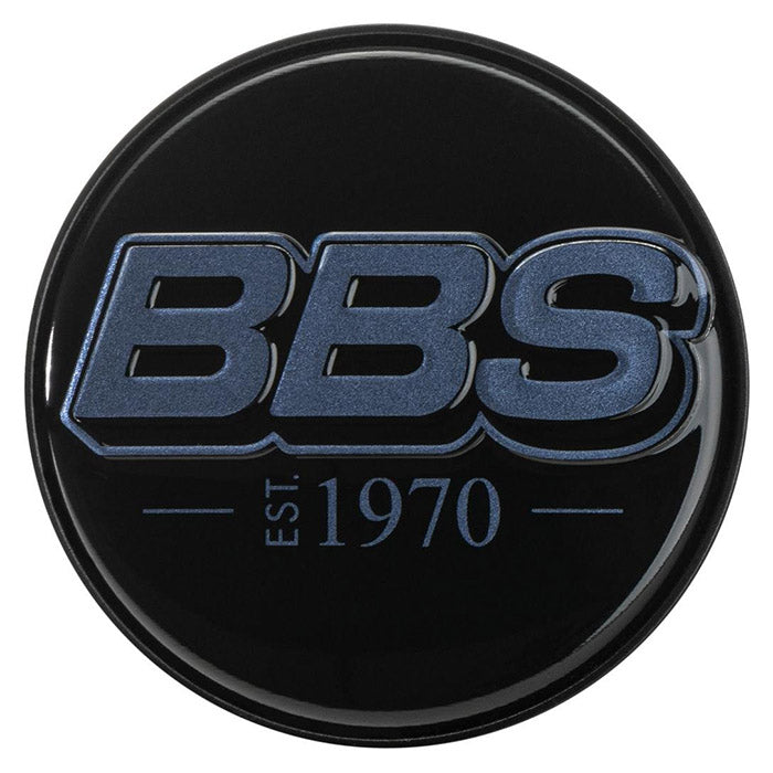 BBS, Sort Centerkapsel med Indigo Blå Logo, Ø56mm, Est. 1970