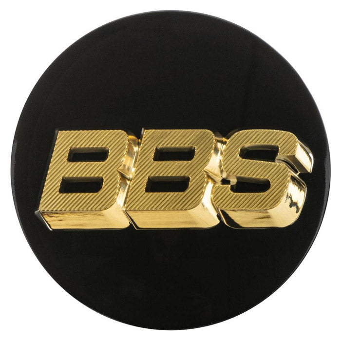 BBS, Sort 3D Centerkapsel med Guld Logo, Ø70.6mm