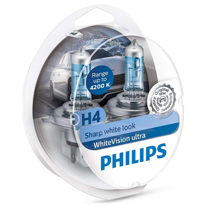 Philips, WhiteVision Ultra H4 Halogenpærer - 2 stk