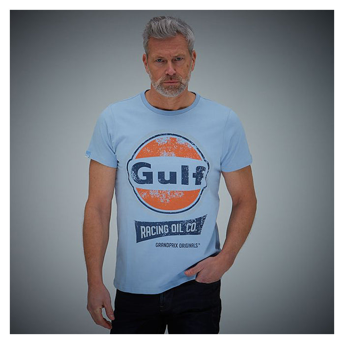 GPO, Gulf, Racing Blå T-Shirt i Størrelse L