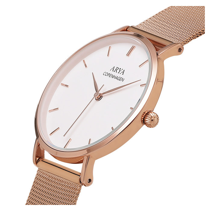 Arya, Rose Gold Mesh Kvinderur 36mm