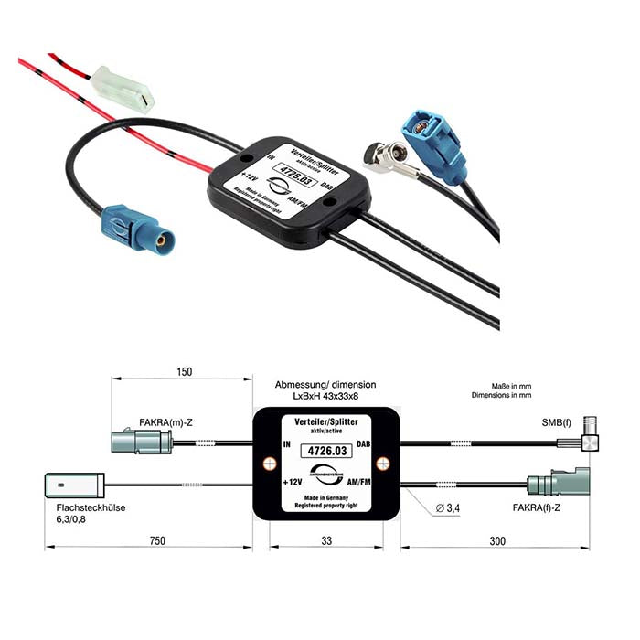 AutoPro, Bilantenne Splitter med Aktiv FM/DAB