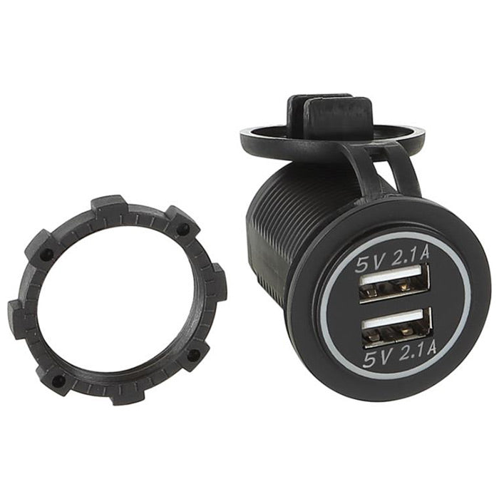 ACV, Dual USB Car Charger with Red Lighting 12/24V