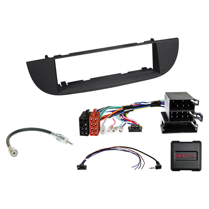 Acv, 1-DIN Kit Fiat 500(ZAF 312) Sort 2007-2015 ratbetj.
