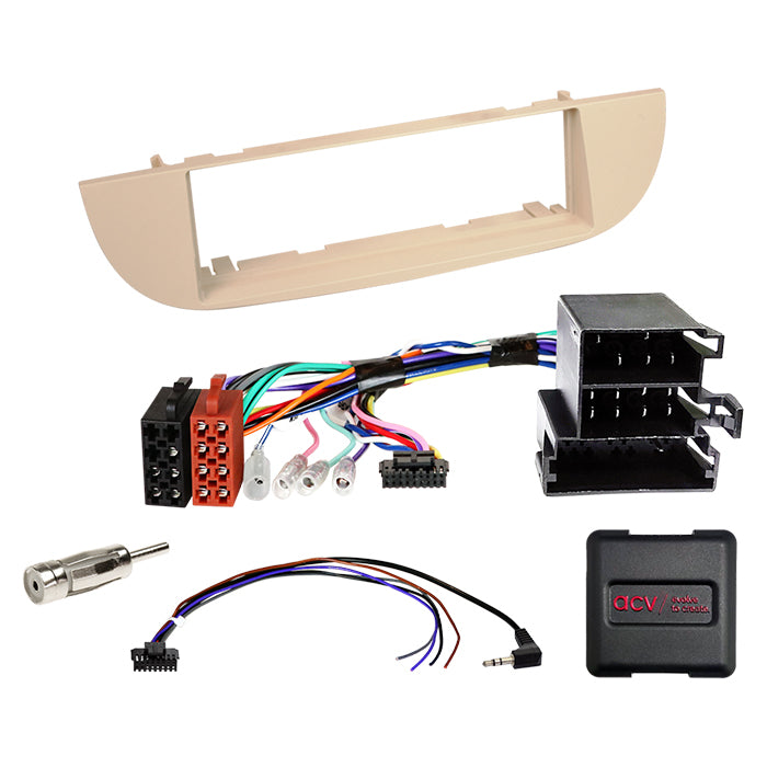 ACV, Komplet 1-DIN Kit — Passer til Fiat 500(ZAF 312) Beige 2007-2015
