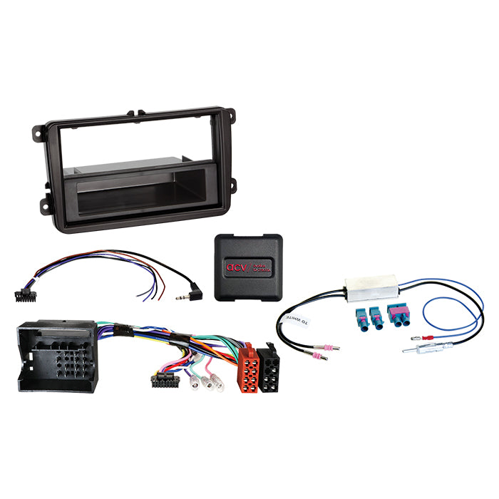 Acv, 2-ISO Kit m/lomme Seat/Skoda/VW ratbetj./antenne DIN