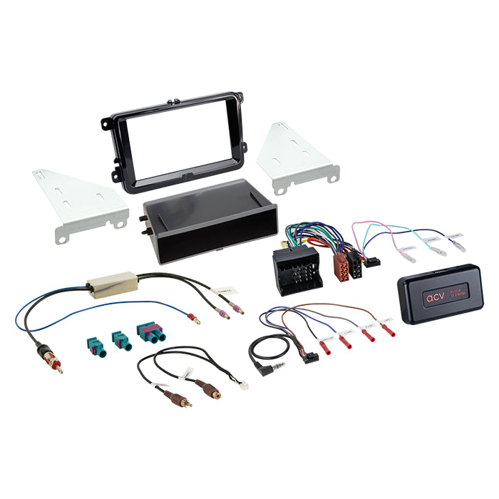 ACV, Komplet 2-DIN Kit M. Rum Skoda/vw Piano Sort 40Pin