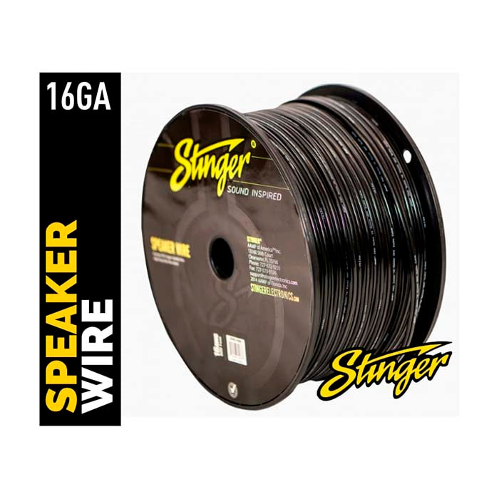 Stinger, Pro Sort Højtalerkabel 16GA, 152.4m