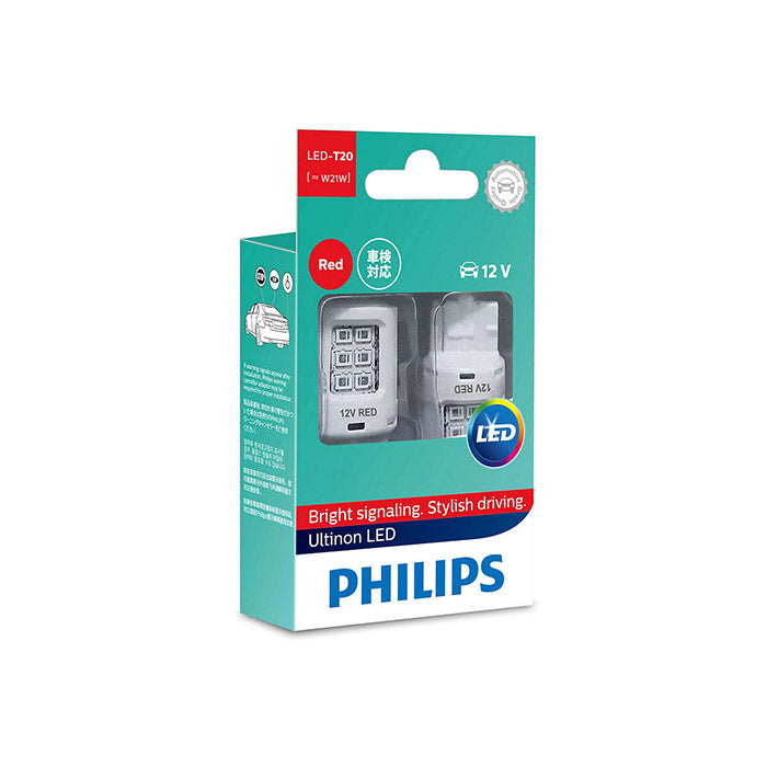 Philips, LED W21 Rød 12V (2 stk)