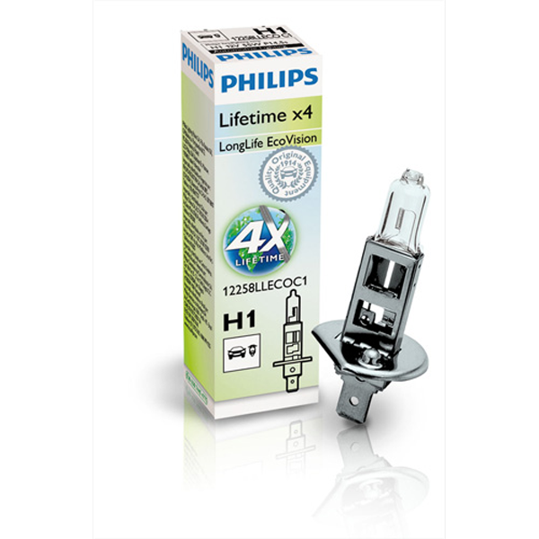 Philips, LongLife EcoVision H1 12V 55W (2 stk.)