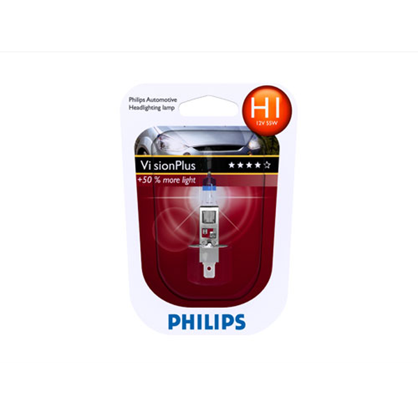 Philips, VisionPlus H1 Halogenpære 12V 55W