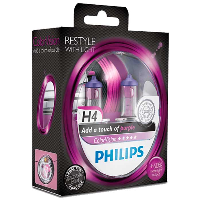 Philips, H4 ColorVision Lilla Halogenpærer - 2 stk.