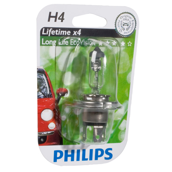 Philips, H4 LongLife EcoVision Bilpære 12V 60/55W