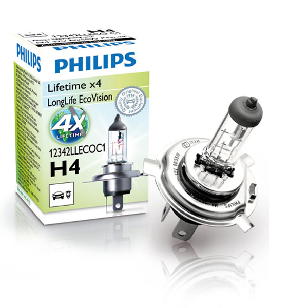 Philips, LongLife EcoVision H4 12V 60/55W (2 stk.)