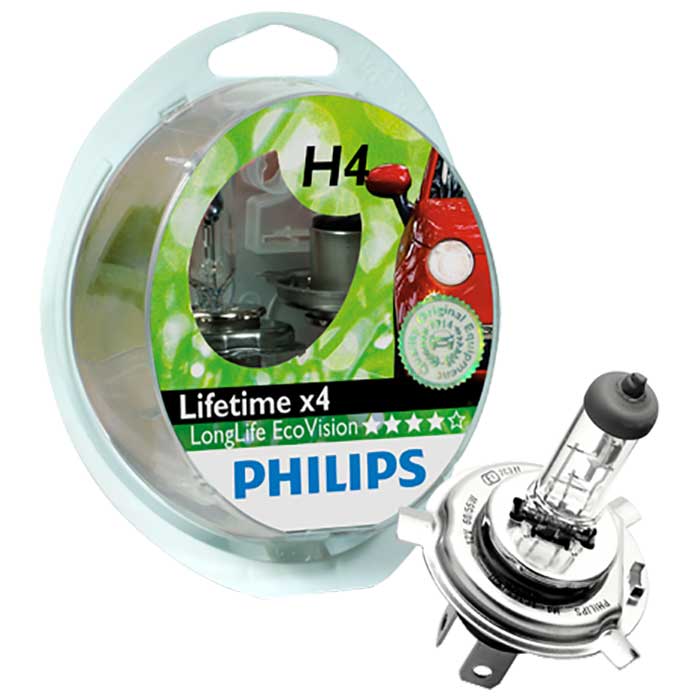 Philips, H4 LongLife EcoVision Pærer - 2 stk.