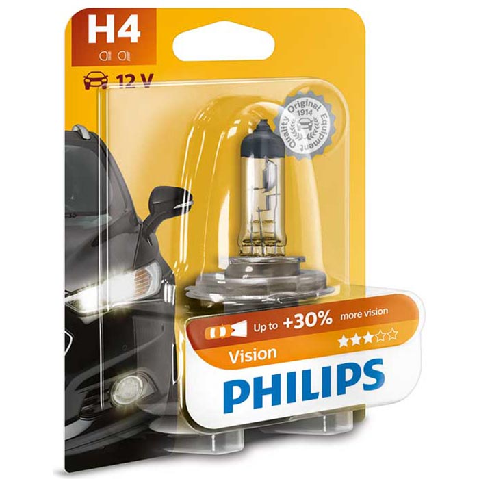 Philips, Vision H4 Halogen 12V 60/55W P43t-38