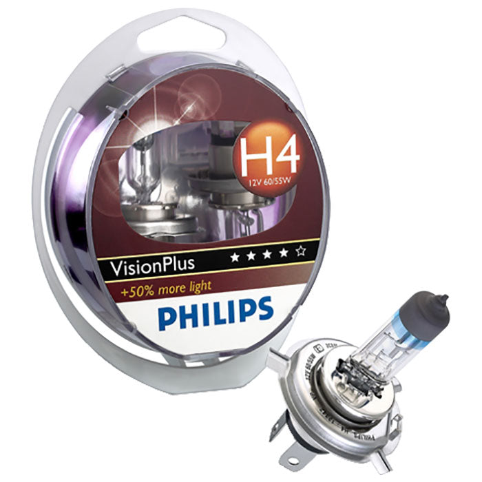 Philips, H4 VisionPlus 60% Ekstra Lys - 2-pak