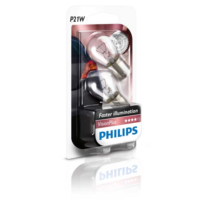 Philips, VisionPlus Halogen P21W 12V 21W BA15s