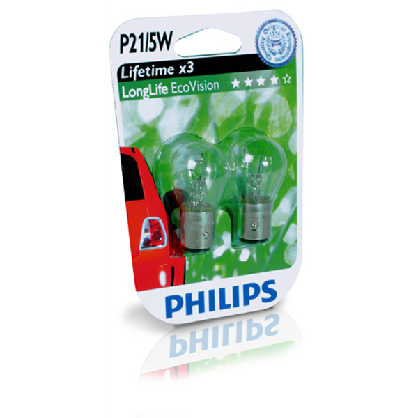 Philips, LongLife EcoVision 12V 21/5W Pære (2 stk.)