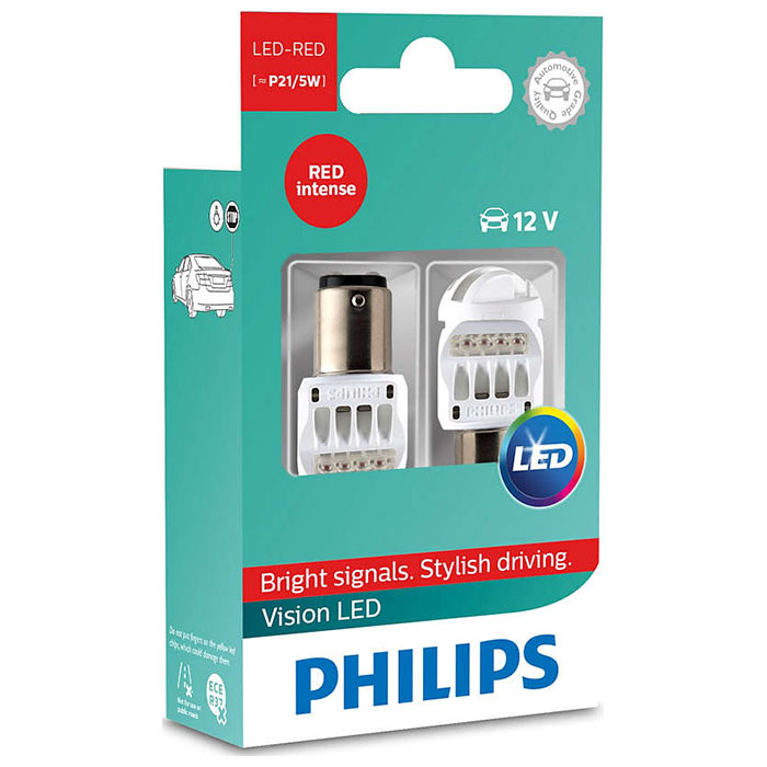 Philips, Vision LED Rød Stop/Baglygte P21/5W 12V 2-pak