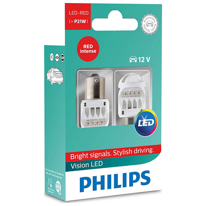 Philips, Vision LED P21W Rød Stoplygte 12V - 2-pak