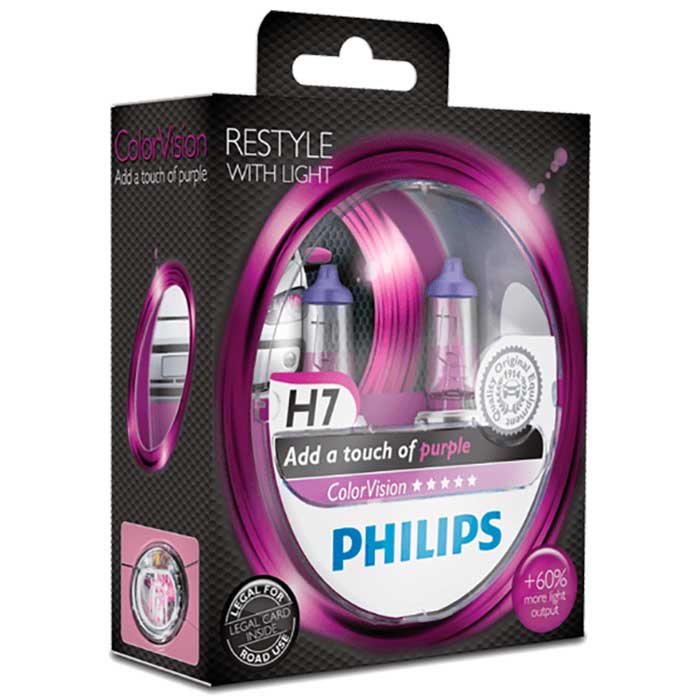 Philips, H7 ColorVision Lilla Halogenpærer - 2 stk.