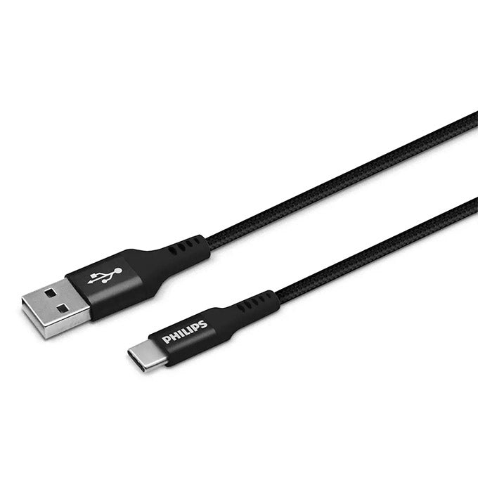 Philips, Sort Flettet USB-A til USB-C Kabel 2m