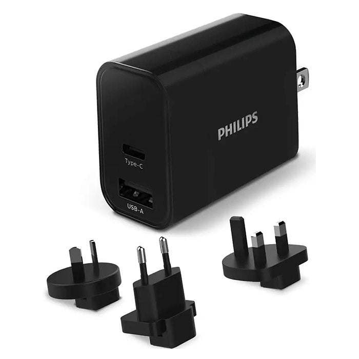 Philips, 30W USB Rejseoplader med Hurtig Opladning og 2 Porte