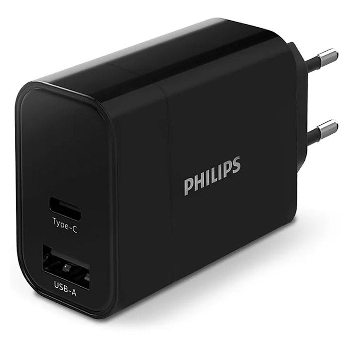 Philips, 30W Fast-Charge USB Vægoplader med USB-A og USB-C