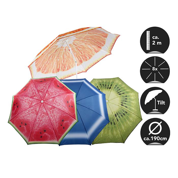 Edco, Farverig Frugt-Design Parasol Ø1,9M