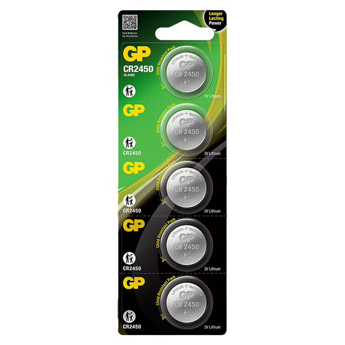 Gp-batteri, GP Lithium Knapcelle CR2450, 5-pak