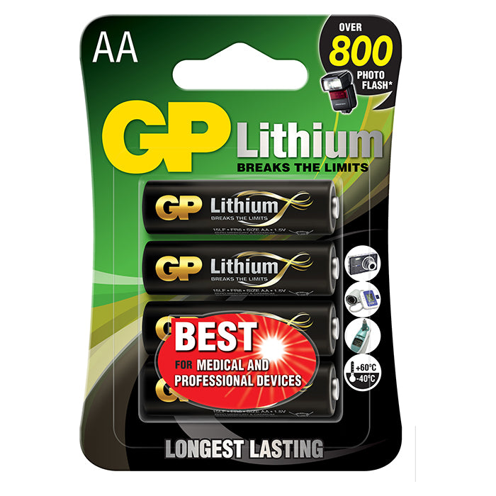 Gp-batteri, GP AA-lithiumbatteri 1.5V, 15LF-2U4, 4-pak