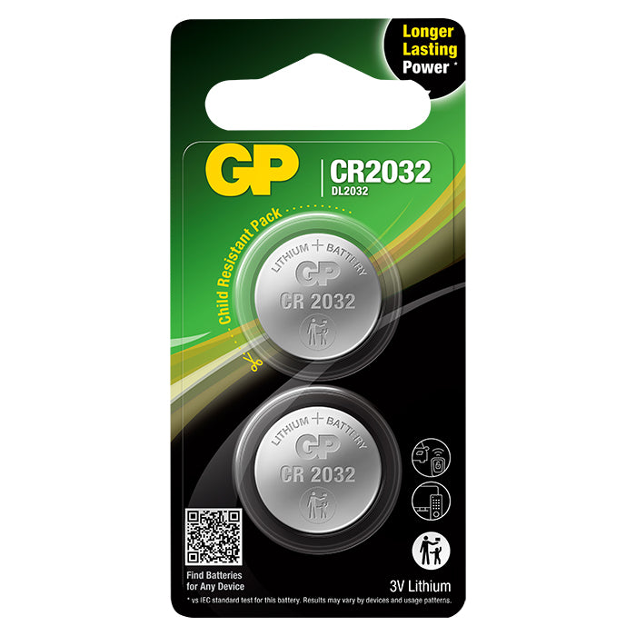 Gp-batteri, GP Knapcelle, Lithium, CR2032, 2-pak