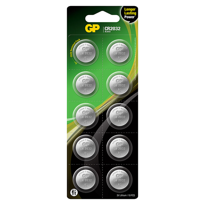 Gp-batteri, GP Knapcelle, Lithium, CR 2032-C10, 8-pak