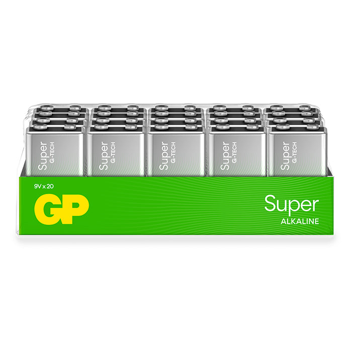 GP Batteries, GP Super Alkaline 9V Batteri, 1604A/6LF22, 20-pak