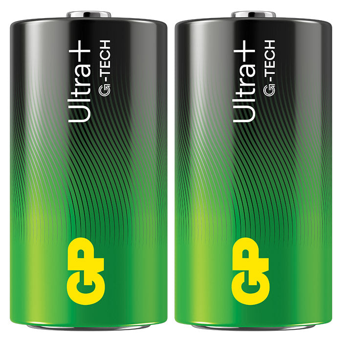 GP Batteri, Ultra Plus C-Alkaline 2-pak med G-Tech