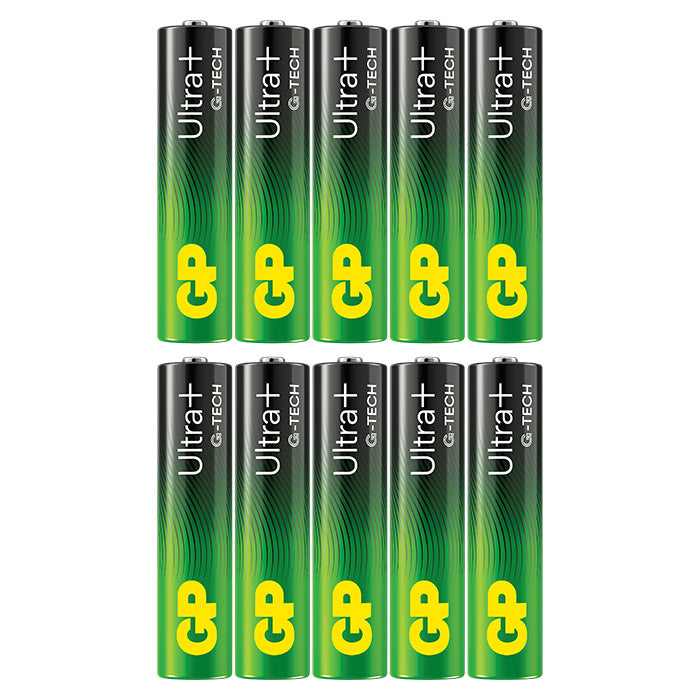 GP Batteri, Ultra Plus AAA Alkaline 10-Pack, Svanemærket & Lækkagefri