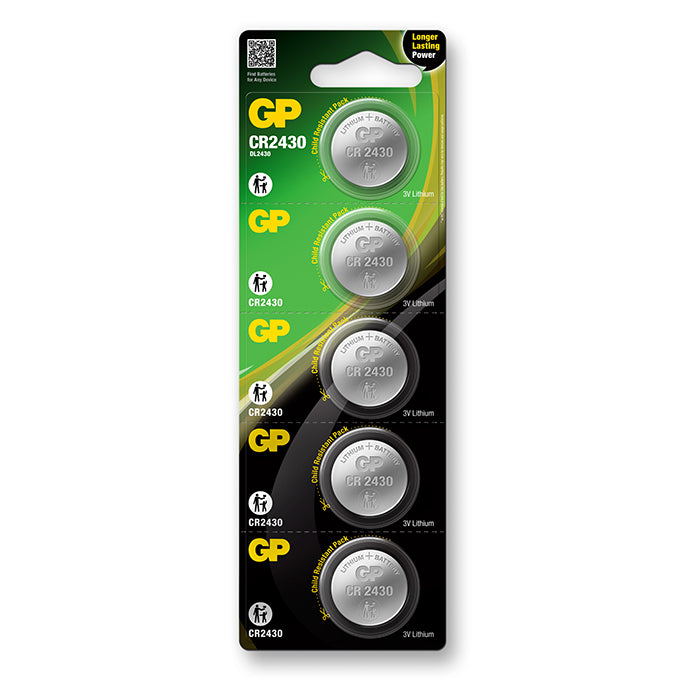 Gp-batteri, GP Knapcelle, Lithium, CR2430, 5-pak