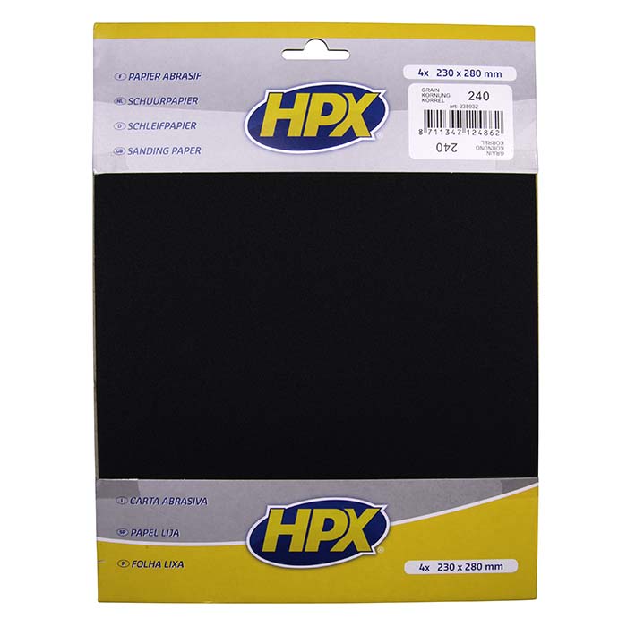 HPX, Premium Slibepapir P240 - 4 Ark Pakke