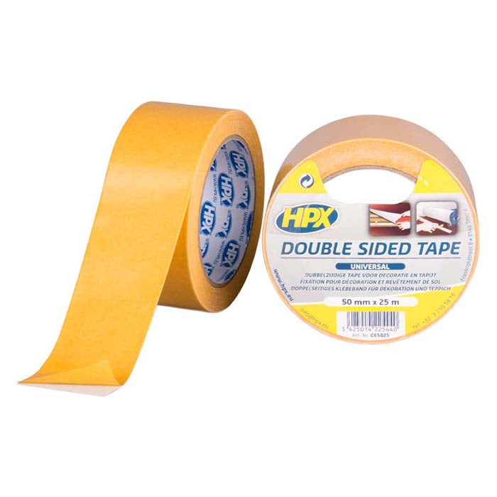 HPX, Hvid Dobbeltklæbende Tape, 50mm x 25m