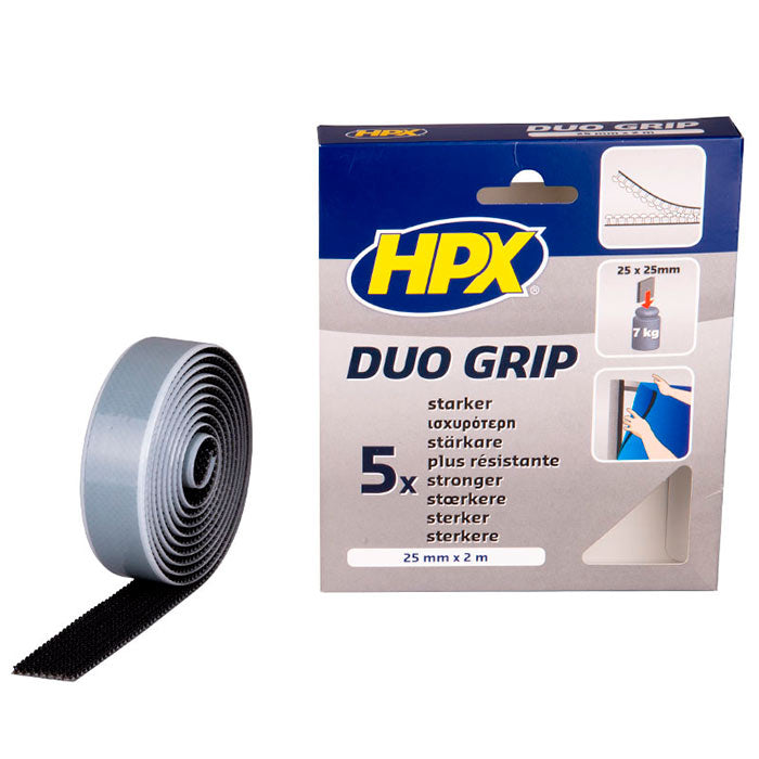 HPX, Superstærk Sort Velcro DuoGrip 25mm x 2m