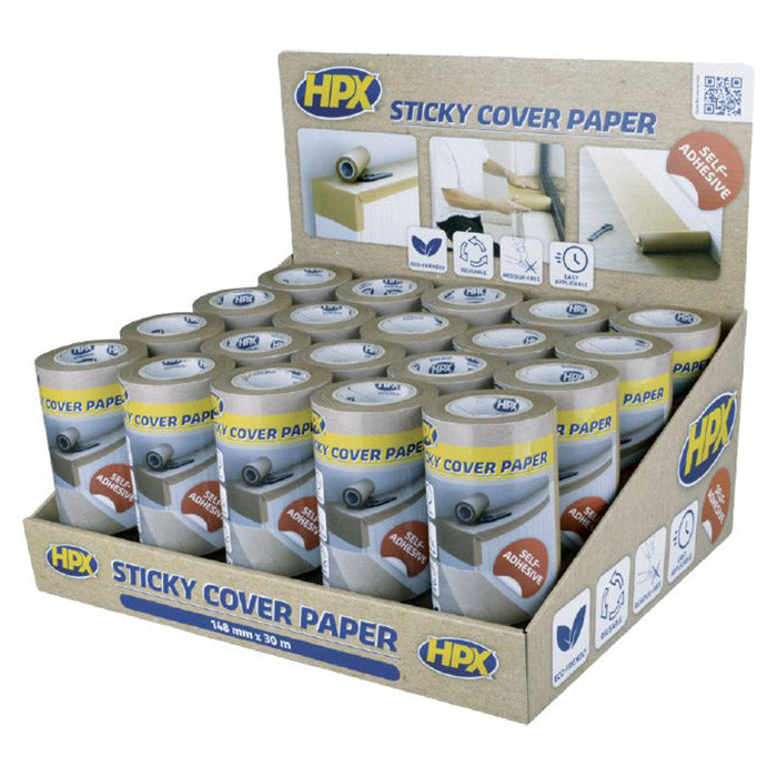 HPX, Eco-Friendly Self-Adhesive Masking Paper, 148mm x 30m, Pack of 20