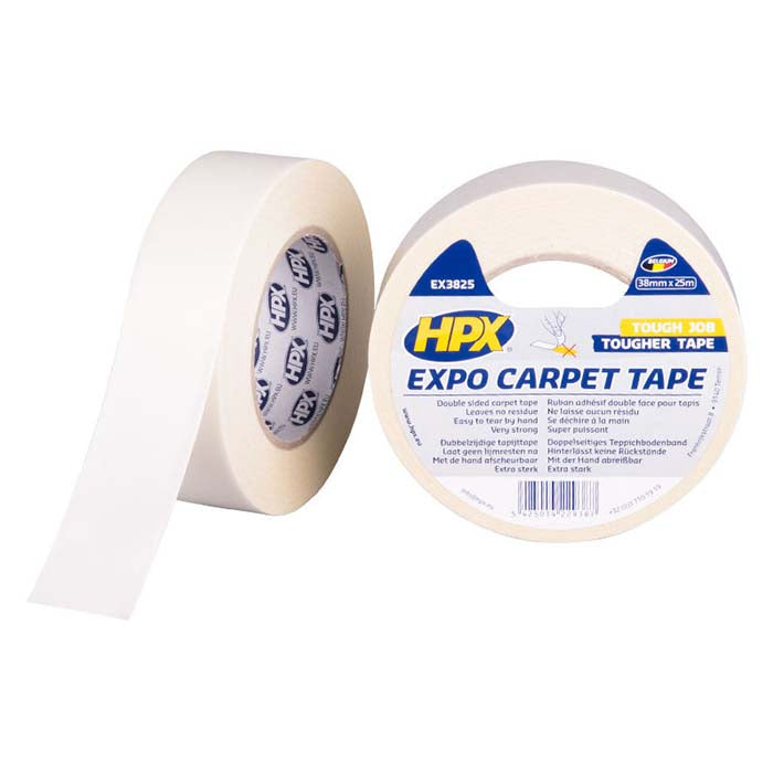 HPX, Hvid Tæppetape, 38mm x 25m