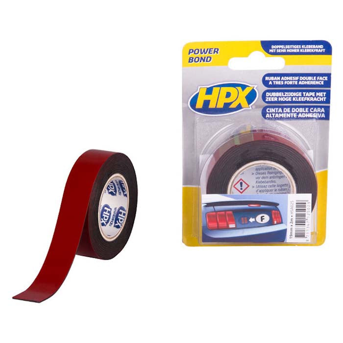 HPX, Antracit Dobbeltklæbende Tape 19mm x 2m