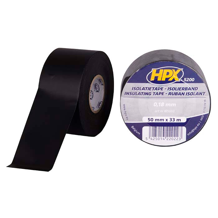 HPX, Sort Isoleringsbånd i PVC - 50mm x 33m