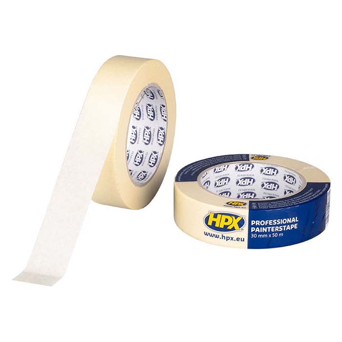 HPX, Creme Afdækningstape 30mm x 50m - 60°C Resistent