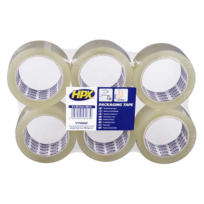 HPX, Transparent Pakketape 50mm x 66m, 6-Rulle Pakke