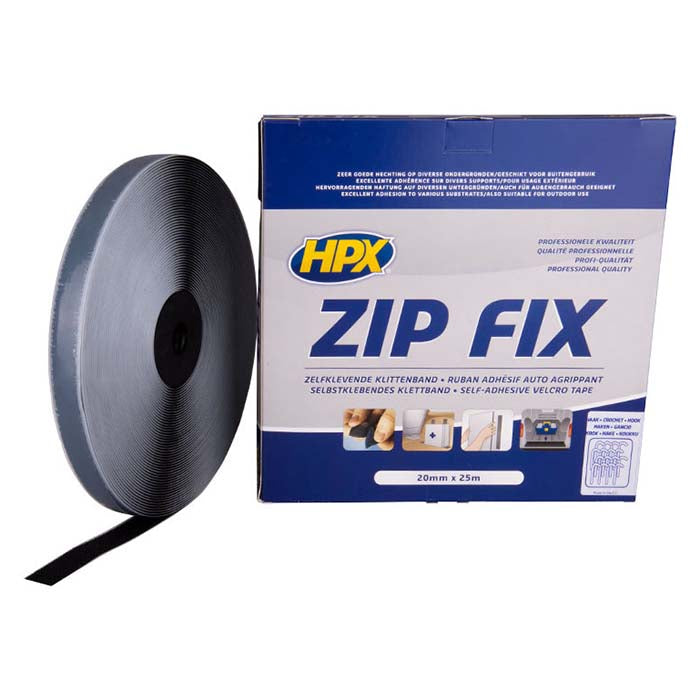 HPX, Sort Selvklæbende Velcro Tape 20mm x 25m