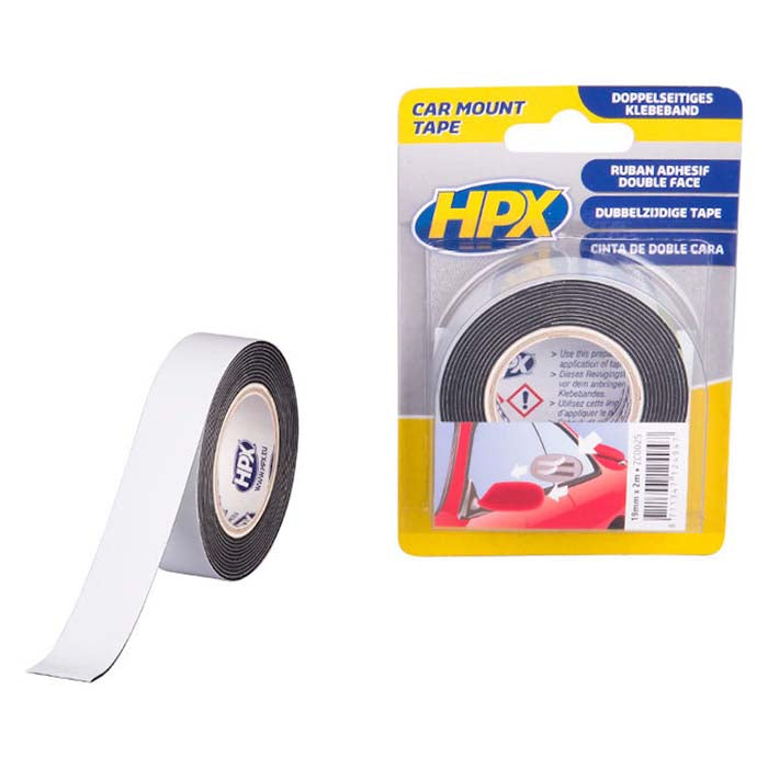 HPX, Sort Stærk Dobbeltklæbende Tape 19mm x 2m